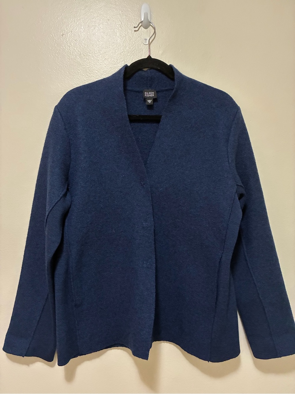 Eileen Fisher Deep Navy Boiled Wool Jacket size medium